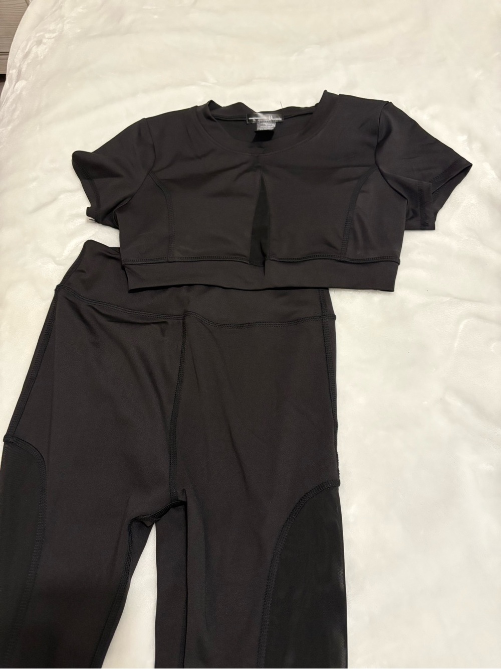 Women's Black High-Waist Active Leggings & Crop Top Set